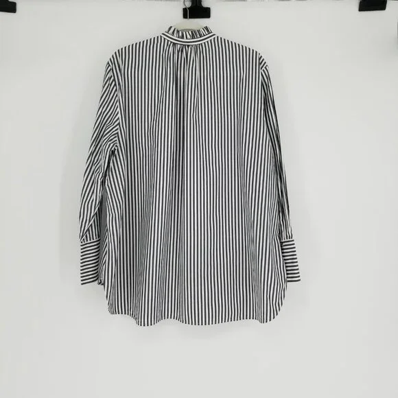 COS Button Down Oversized Long-Sleeve Striped Shirt w/ ruffle Sz.12 - Cotton - Picture 2 of 12